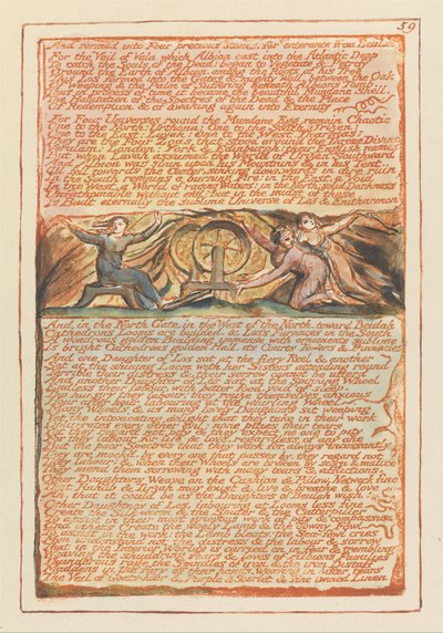 Jerusalem, plade 59, og formet til fire ædelsten .... af William Blake